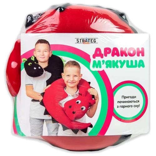Мягкая подушка Strateg Дракон Мякуша красно-черная (60611)