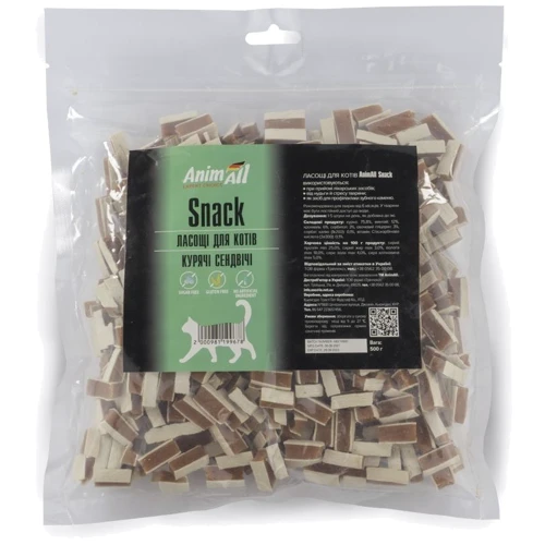 Лакомство AnimAll Snack 99678 Снеки куриные сендвичи для котов 500 г (151747)