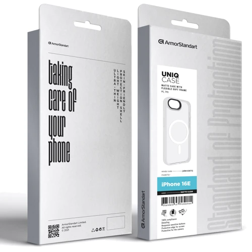 Чохол для iPhone ArmorStandart Uniq Case Magsafe Matte Clear для iPhone 16e (ARM83873): Матеріали поликарбонат и полиуретан