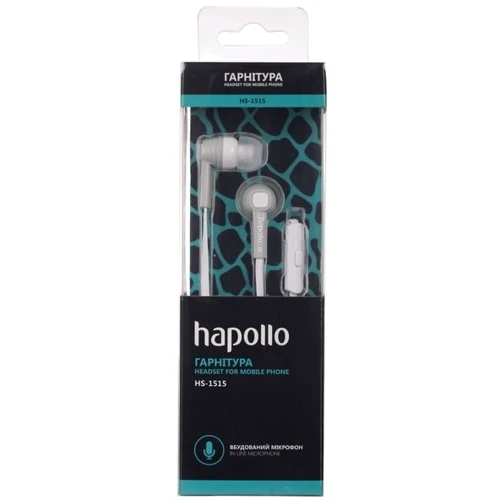 Наушники Hapollo HS-1515 Grey: Тип конструкции вакуумные
