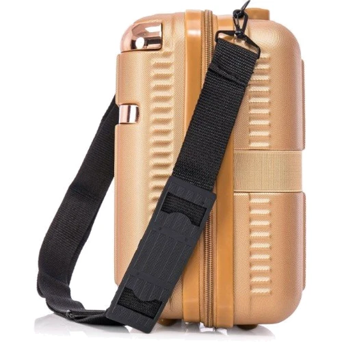 Бьюти-кейс Semi Line 16L Gold золотой (T5663-2): Тип ручки Плечевой ремень, Со съемным ремнем, Короткая ручка