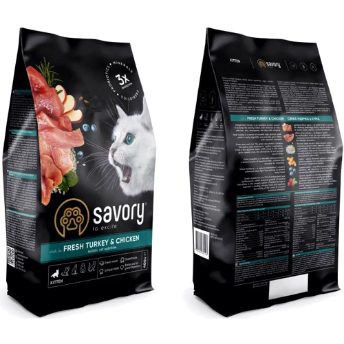 Сухой корм Savory для котят со свежим мясом индейки и курицы, 400 г (4820232630136): Тип Сухой корм