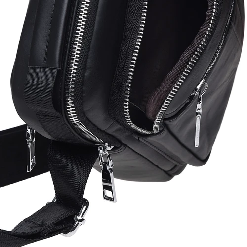 Чоловіча сумка через плече Keizer чорна (K16018-black): Тип ручки Плечовий ремінь, Коротка ручка