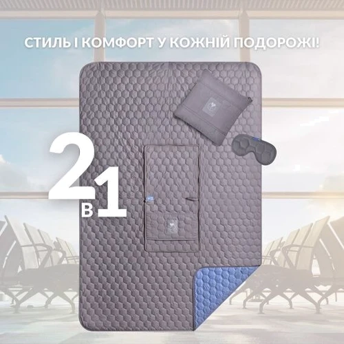 Подушка IDEIA плед дорожная и маска для сна 120х180/35х35 см (4820227287772) фото 7