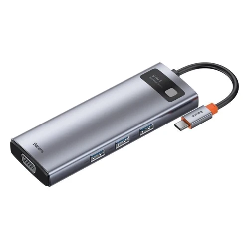 Адаптер Baseus Adapter USB-C to 3xUSB3.0+HDMI+TF+SD+USB-C+VGA+RJ45 Gray (CAHUB-CU0G): Інтерфейс підключення USB-C