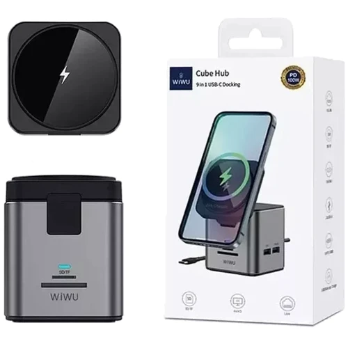Зарядное устройство WIWU Wireless Charger Wi-W025 Cube 9in1 Gray фото 11