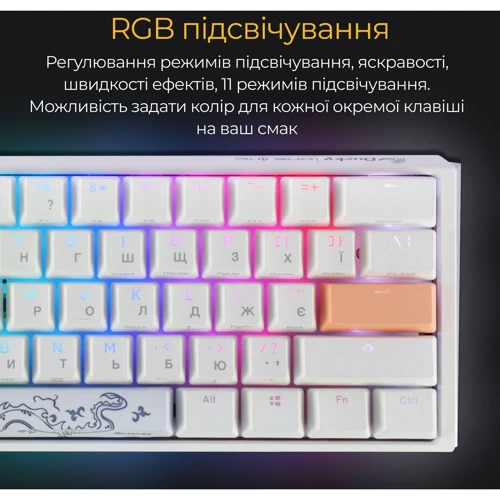 Клавиатура Ducky One 3 Mini Cherry MX Silent Red RGB White UA (DKON2161ST-SUAPXPWWWSC1) фото 8