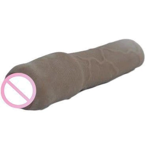 Насадка для увеличения члена CyberSkin 3" Xtra Thick Uncut Penis Extension, + 7,5 см, коричневый