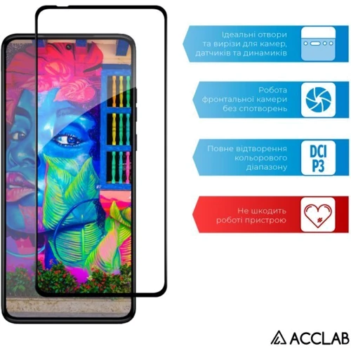 Аксесуар для смартфона ACCLAB Tempered Glass Full Glue Black для Motorola Moto G84 фото 5