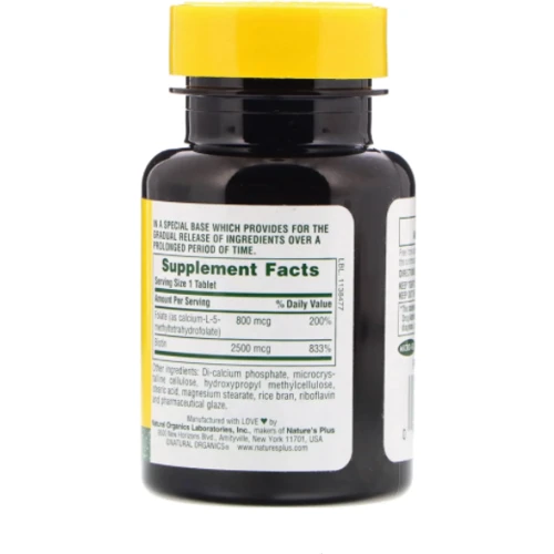 Nature's Plus Biotin & Folic Acid Фолиевая кислота и биотин 30 таблеток: Тип Витамин B