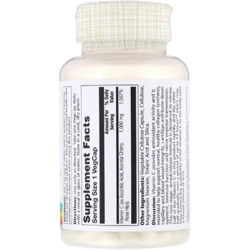 Solaray Timed Release Vitamin C 1.000 mg Витамин С 100 веганских капсул: Тип Витамин C