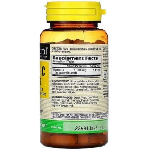 Mason Natural Vitamin C 1000 mcg Rose hip and Bioflavonoids Вітамін С 90 таблеток: Тип вітамін C