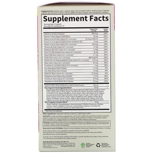 Garden of Life Vitamin Code, RAW One, Once Daily Multivitamin for Women, 75 Vegetarian Capsules (GOL-11403): Тип Мультивитамины