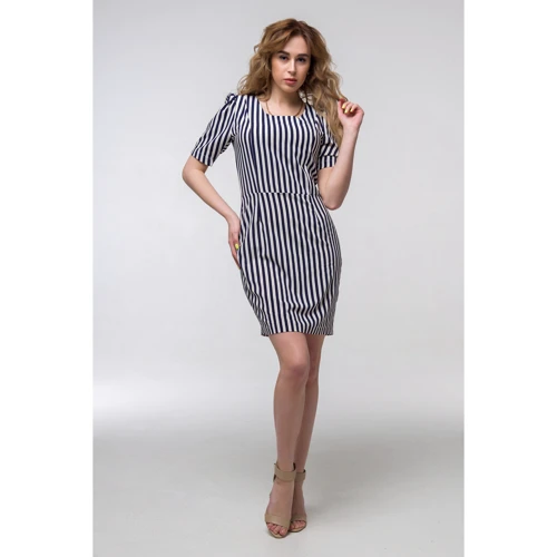 Платье FLFashion Китти ППК 2172 42 черно-белое повседневное до середины бедра: Длина рукава Короткий