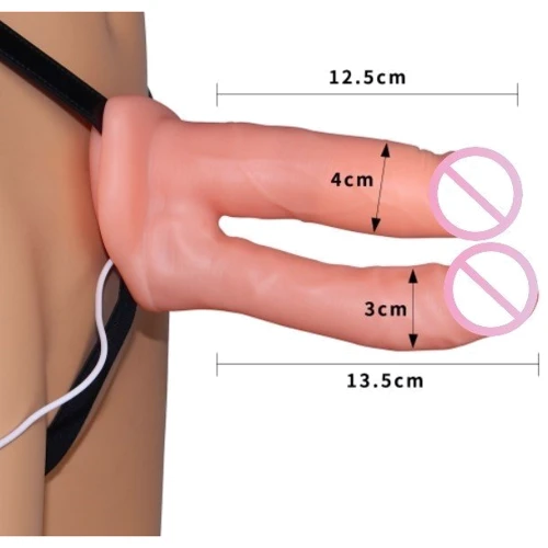 Двойной полый страпон с вибрацией LoveToy Vibrating Unisex Hollow Double Penetrator