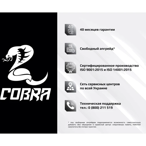 Персональный компьютер (ПК) COBRA (I11.16.S9.165S.112): Процессор Intel Core i3-10100 (3.6 - 4.3 ГГц)