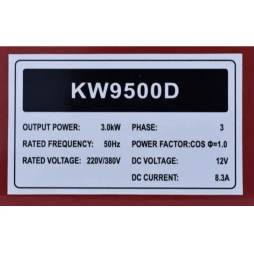 Дизельный генератор KrafTWorld Kw9500d: Количество фаз 3