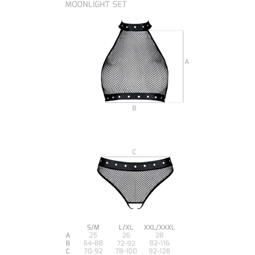 Белье с открытым доступом Passion MOONLIGHT SET Black S/M