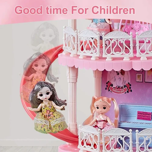 Ляльковий будиночок Fairy care 3 ляльки, гірка, меблі, посуд, аксесуари (7005)