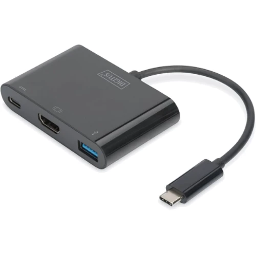 Адаптер Digitus Adapter USB-C to HDMI+USB+USB-C Black (DA-70855)
