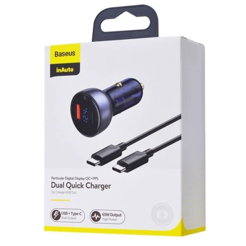 Зарядний пристрій Baseus Car Charger USB + USB-C Particular 65W with USB-C Cable Black (TZCCKX-0G) фото 8