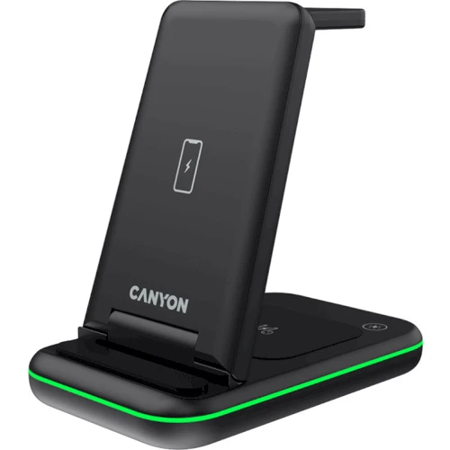 Зарядное устройство Canyon Wireless Charger WS-304 3in1 15W Black (CNS-WCS304B) for iPhone, Apple Watch and Apple AirPods