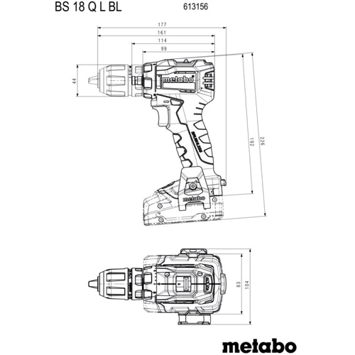 Шуруповерт Metabo BS 18 L BL Q (613156500): Макс. число оборотов холостого хода 1700 об/мин