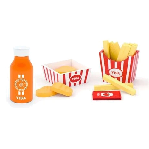 Набір продуктів Viga Toys Нагетси з картоплі фрі із соком (51603)