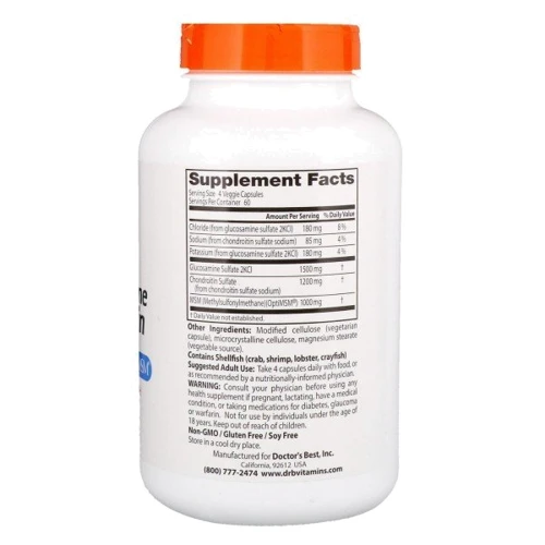 Doctor's Best Glucosamine Chondroitin MSM Глюкозамин хондроитин с OptiMSM 360 капсул: Тип Глюкозамин