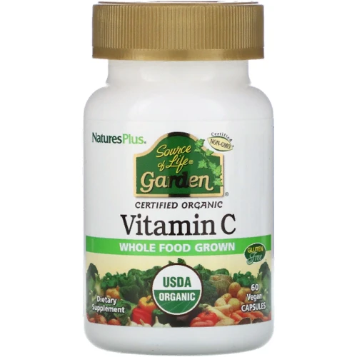 Nature's Plus Source of Life Garden, Certified Organic Vitamin C, 60 Vegan Capsules (NAP-30733)