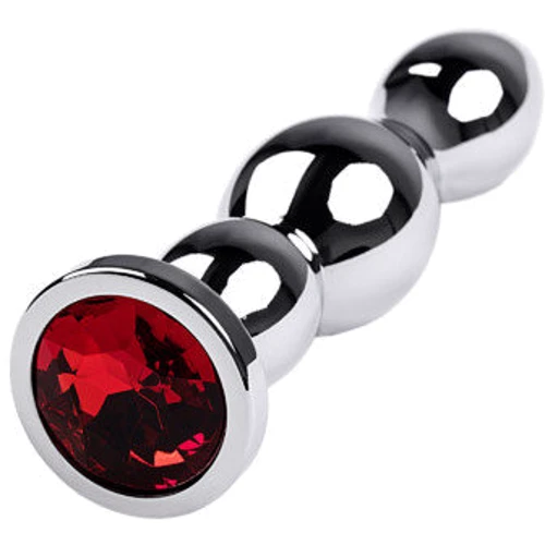 Анальная пробка с кристаллом Toyfa Metal Silver anal plug red gem