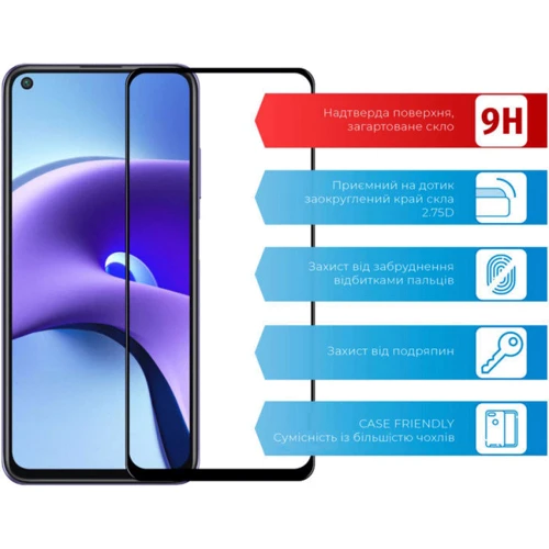Аксесуар для смартфона ACCLAB Tempered Glass Full Glue Black for Xiaomi Redmi Note 9T: Колір чорний