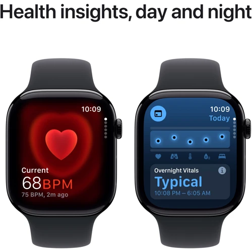 Apple Watch Series 10 46mm GPS + Cellular Jet Black Aluminium Case with Black Sport Band - M/L (MWY43)