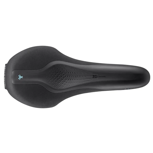Сідло Selle Royal SCIENTIA A1 Athletic, 3D skingel, оббивка Black gummy / Black mokka, 289х127мм, 380г, рейли сталь + Curva suspension, unisex, чорне: Матеріал рейки Сталь