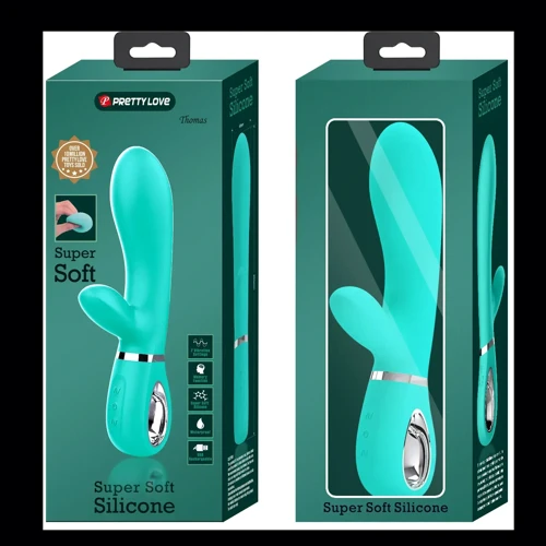 Вибратор с мягкой головкой и клиторальной стимуляцией LYBAILE Pretty Love Thomas USB Тurquoise (BI-014621-4)