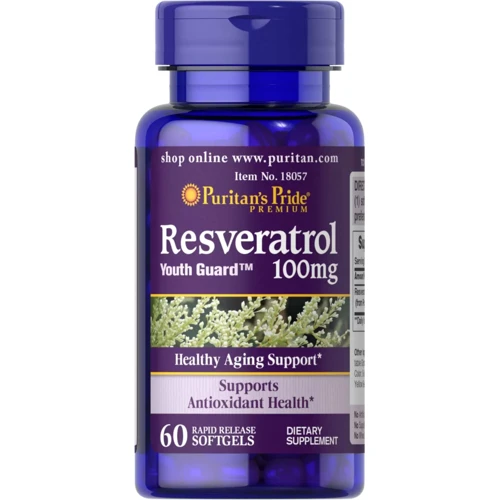 Puritan's Pride Resveratrol 100 mg Ресвератрол 60 гелевых капсул