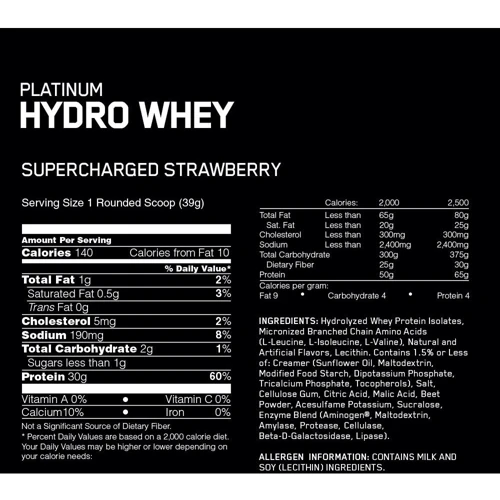Протеїн Optimum Nutrition Platinum HydroWhey 1640 g / 40 servings / Strawberry: Вид сироваткові