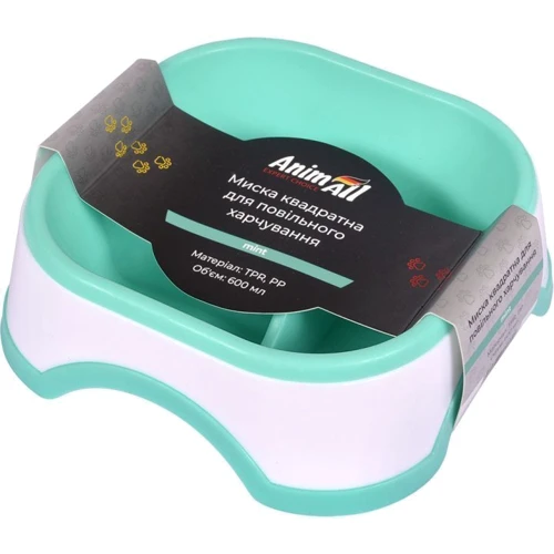 Миска AnimAll 0228 для медленного кормления 600 мл мятная PS8004: Тип Миски