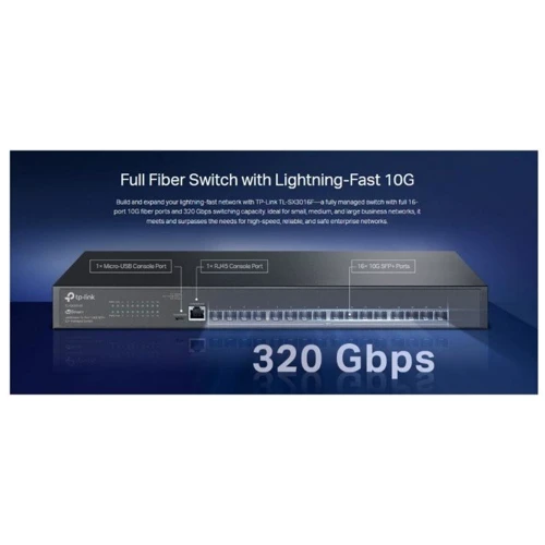 Мережевий комутатор TP-Link TL-SX3016F: Кількість портів Gigabit Ethernet (10/100/1000) 16