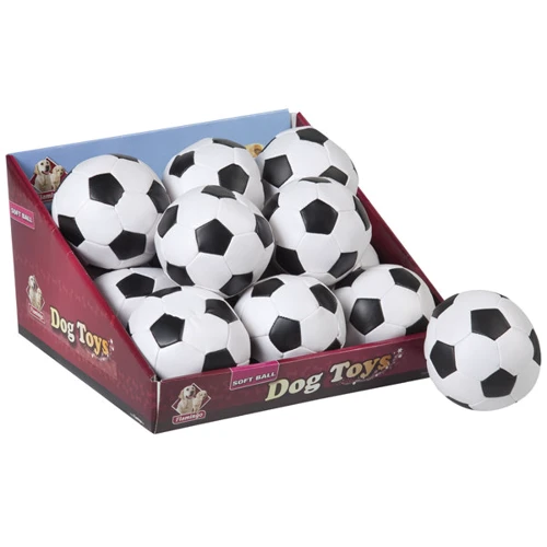 Мяч для собак Flamingo Soccerball цвет черно-белый искусственная кожа 10 см