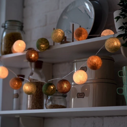 Гирлянда Cotton ball lights на 35 шаров 5,5м, Forest Green: Длина, м 5.5