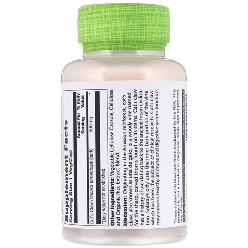 Solaray Cat's Claw, 500 mg, 100 VegCaps (SOR-01125): Пол Унисекс