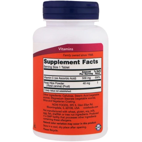 NOW Foods Vitamin C-500 Rose Hips 100 tabs / 100 servings: Пол Унисекс