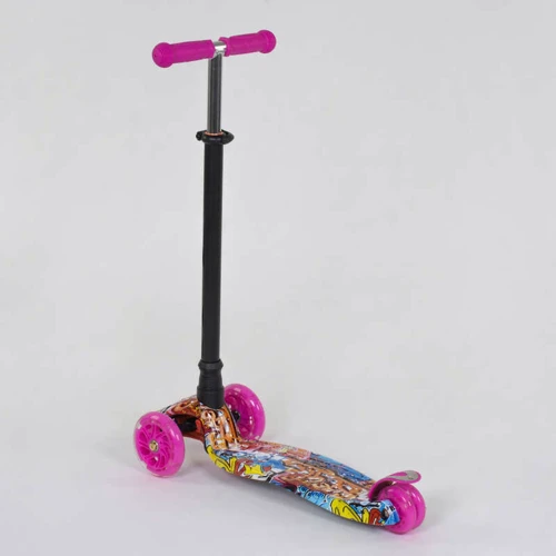 Самокат триколісний MAXI "Best Scooter" пластмасовий, трубка керма алюмінієва Pink / Black (74474): Тип гальма ножний