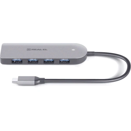 Адаптер REAL-EL Adapter USB-C to 4xUSB CQ-415 Space Grey (EL123110001) фото 4