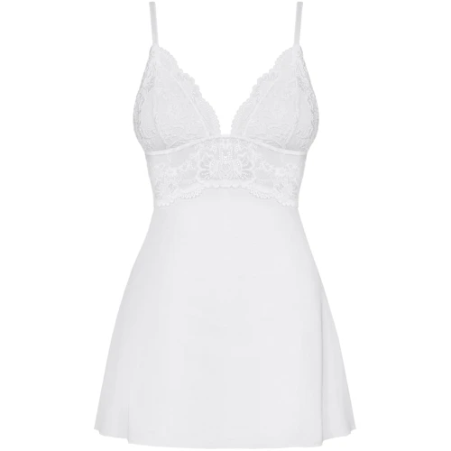 Бэби-долл со стрингами Obsessive 810-BAB-1 babydoll & thong white L/XL