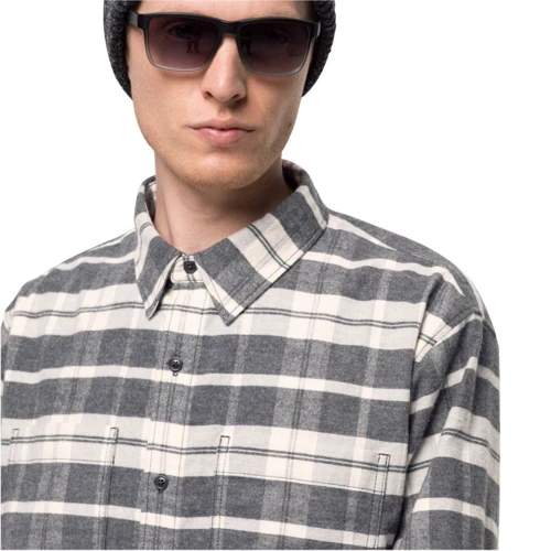 Рубашка Jack Wolfskin Nature Time Shirt M 1403621-7778 48 серая с длинным рукавом: Воротник/Горловина Отложной