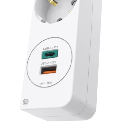 Мережевий фільтр Hama 3x Тип F 3x1.5мм кв, 16A USB-C/USB-A PD/QC 1.4 м білий (00133757): Тип розеток Евророзетки (Тип F)