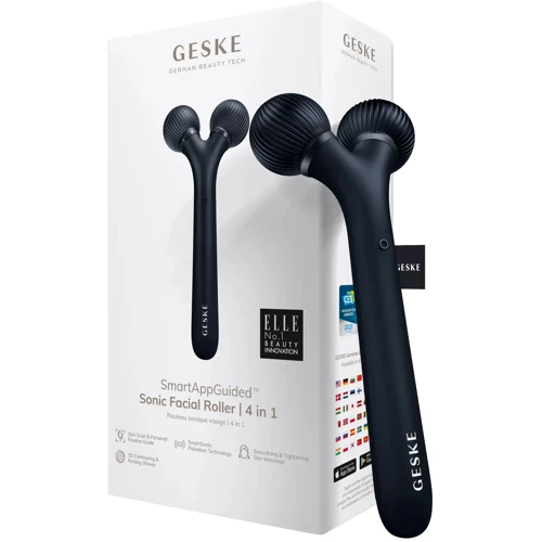 Електронний ультразвуковий ролик для обличчя GESKE Sonic Facial Roller 4в1 black