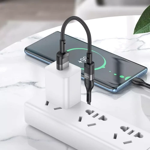 Кабель Hoco USB Cable to USB-C U107 Female 2A 0.1m Black фото 4